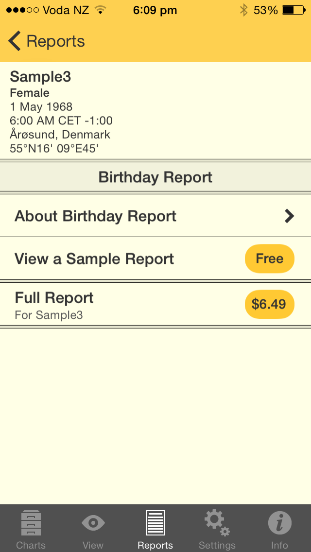 Reports - Professional Birthday Options